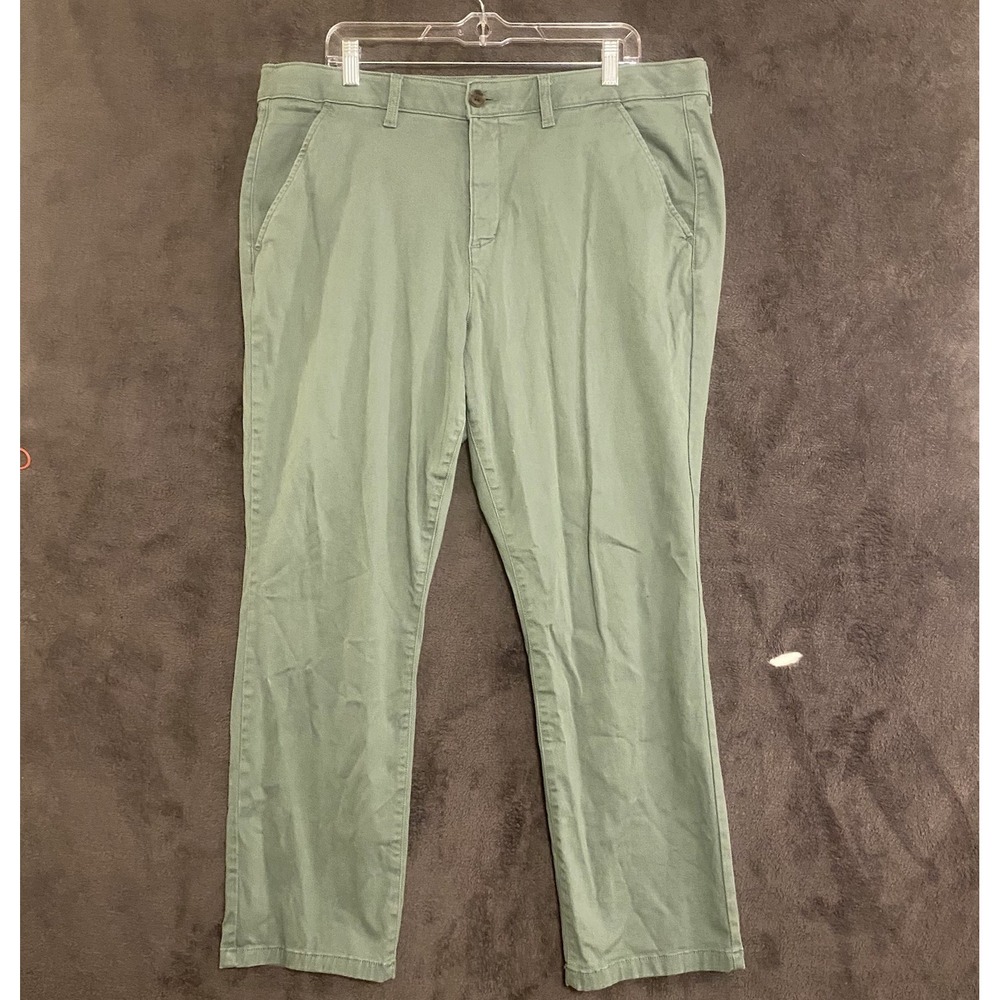 Womens St Johns Bay Girlfriend Olive  Green Straight Leg Khaki Pants Size 18